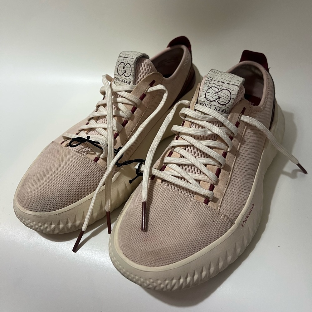 Cole Haan Light Beige Size 7.5 Sneakers with Dark Red Details